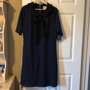NWT navy dress with Peter Pan collar, size 14